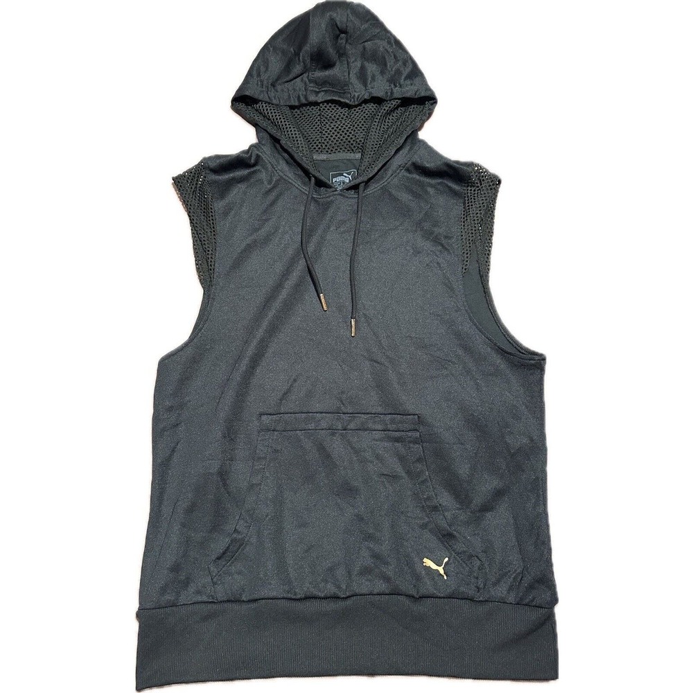 Puma Explosive Sleeveless Hoodie Black Mesh Accents Large